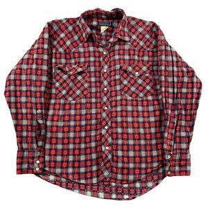 SIerra Pacific Pearl Snap Button Western Shirt Mens XL Plaid Red & Grey